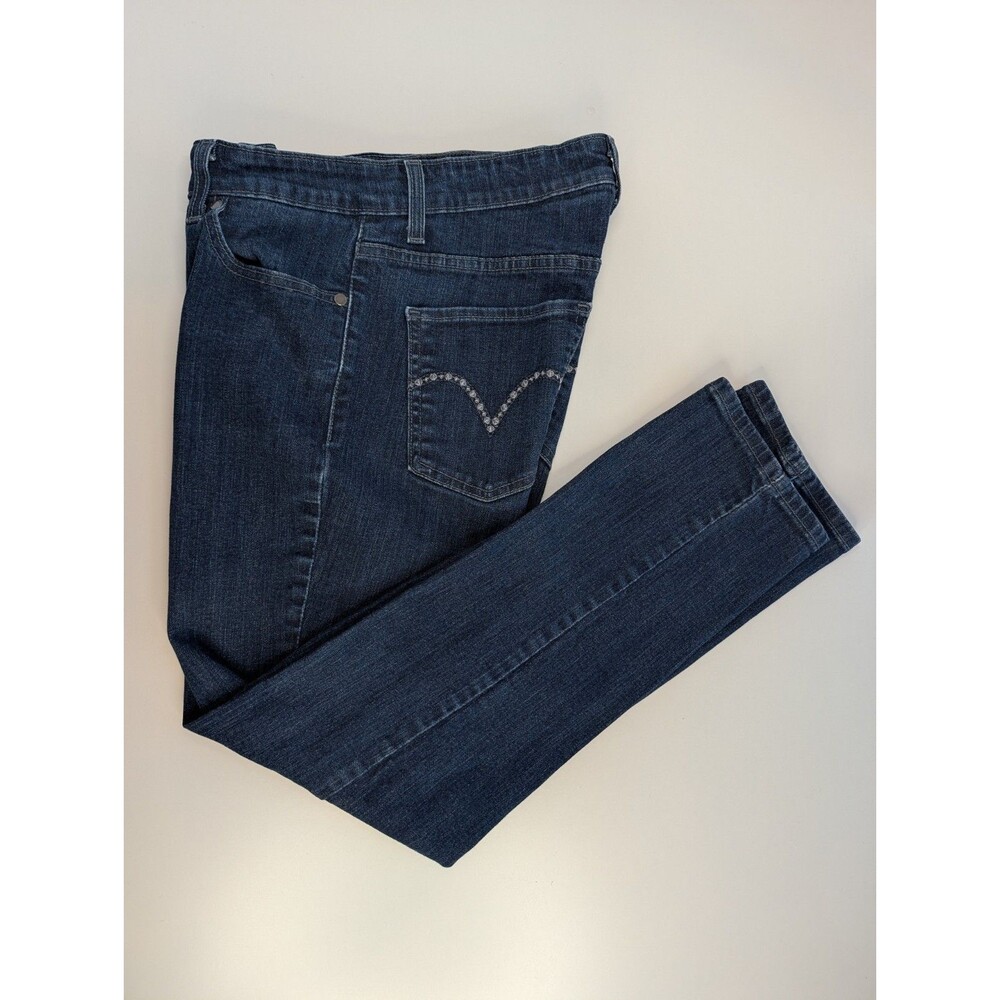 Levi's Womens Mid Rise Skinny Jeans Dark Wash Rhinestone Stud Pocket Stretch 29